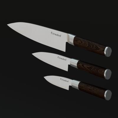 China Cerasteel Knife 3 Set(3.5''paring, 5''utility, 8''santoku ) à venda