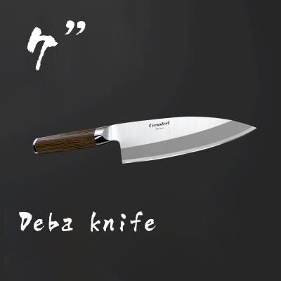 China 7 Inch Beech Wood Handle Cerasteel Deba Knife for sale
