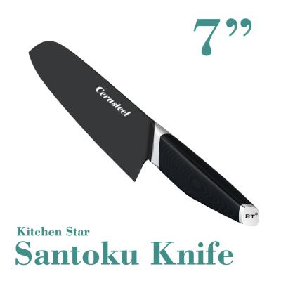 China Wear Resistance Cerasteel Kitchen Knife Titanium Coating Black Blade for sale