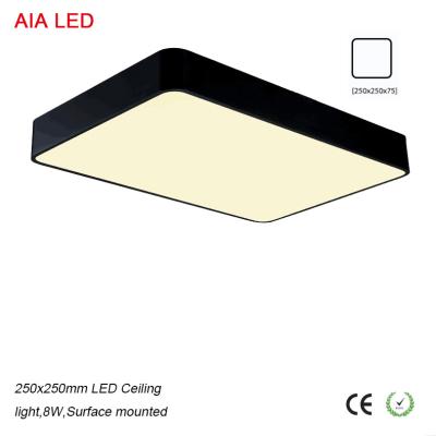 China Black 250x250mm 8W white high quality surface mounted LED Ceiling light for office lights for sale