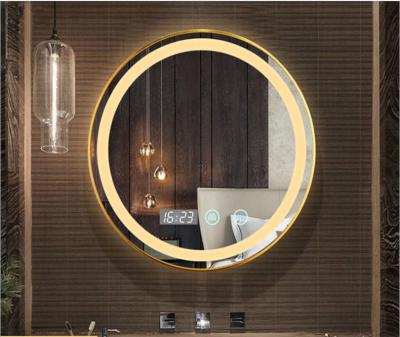 China Bathroom round smart bathroom mirror light aluminum alloy space aluminum led mirror lamp hotel dress and make up mirror for sale