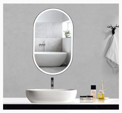 China Lámpara ligera impermeable del cuarto de baño de la fábrica de la luz directa del espejo y de la neblina-prueba oval del hotel de lujo del retrete de vidrio del espejo en venta