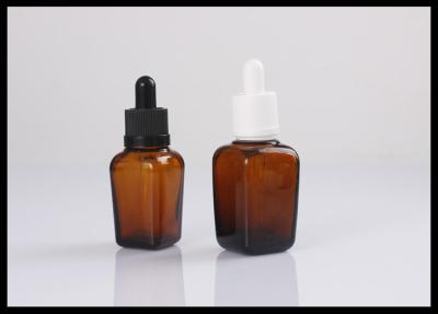 China Square Amber Glass Essential Oil Bottles 30ml E juice Glass Bottles Serum Use for sale