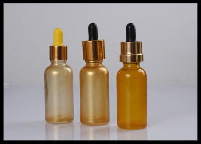 China Gold Round 30ml Essential Oil Glass Dropper Bottle Gold Metallic Cap for sale