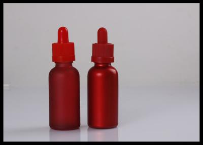 China Mini Essential Oil Glass Bottles Red Frosted Screen Printing Logol Childproof Caps for sale