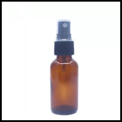China Brown Amber Glass Spray Cosmetic Bottles Black Cap Color For Essential Oil for sale