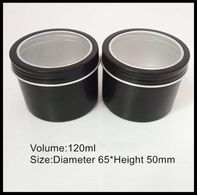 China Durable Aluminum Cosmetic Containers 120g Cream Jar Black Metal Tin Cans Screw Cap for sale