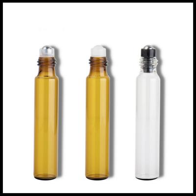 China 3ML 5ML 10ML Glass Cosmetic Bottles Screw Cap With Stainless Steel Roller Balls for sale
