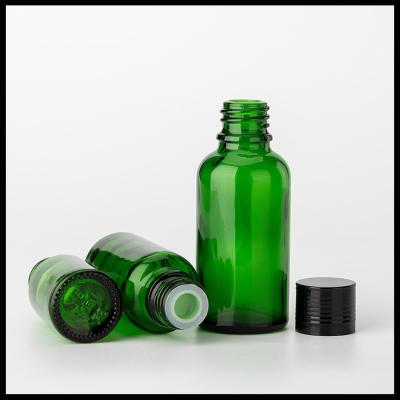 China Olive Essential Oil Glass Bottles Green Round Tamper Proof Screw Cap TUV Approval for sale