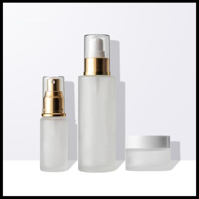 China Glass Cosmetic Bottles Jar Press Lotion Pump Cap Type No Pollution Non - Toxic for sale