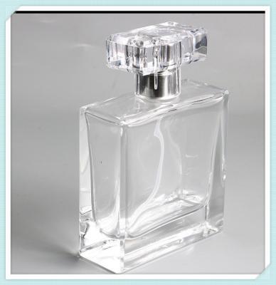 China Square Perfume Spray Bottles Empty Glass Atomizer Container Clear 50ml Capacity for sale