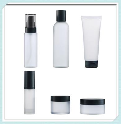 China Clear Frost Cosmetic Packaging Bottles Set Cream Jar Facial Tube With PP Cap for sale