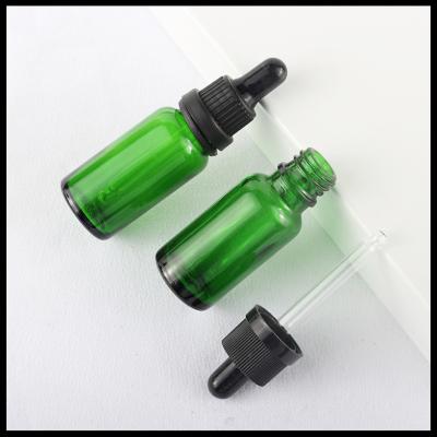China Green Essential Oil Glass Bottles Cosmetic Dropper Container 30ml TUV Approval for sale