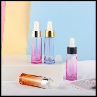 China Colored Glass Cylindrical Dropper Bottle , Cosmetic Serums Essence Bottle 20ml for sale