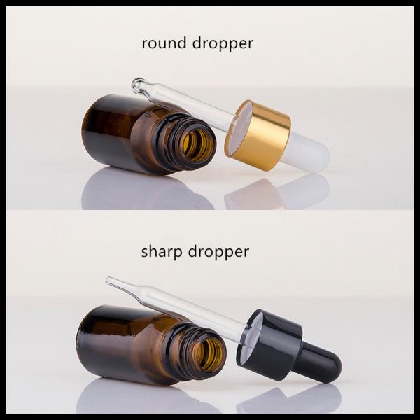 Quality Amber 10ml Glass Dropper Bottles , Perfume Cosmetic Container Round Shape for sale