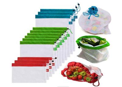 中国 Ecoの野菜のための友好的な洗濯できる再使用可能な網の食料雑貨入れの袋のナイロン網袋 販売のため