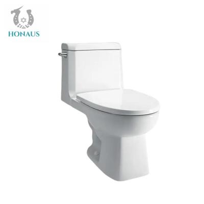 China Ceramic Soft Close Lid Two Piece Toilet Bowl Curved Single Flush Customizable for sale