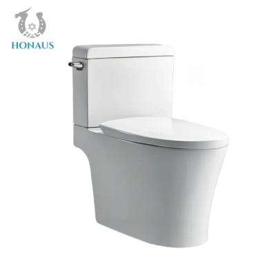 China Modern Hotel Two Piece Toilet Bowl alongado 305mm S Trap Piso Montado WC à venda