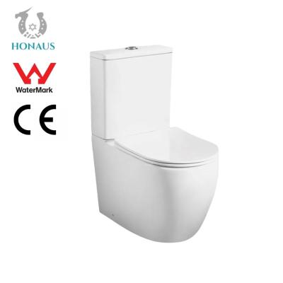 China Hotel Watermark Two Piece Toilet Bowl UF Seat 75-180mm P Trap Water Closet for sale