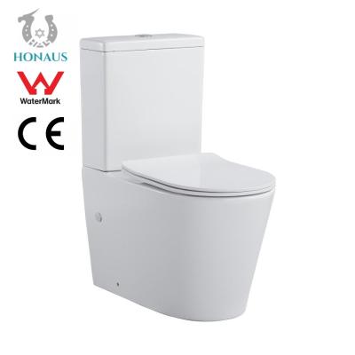 China Floor Mounted Dual Flush Round Two Piece Toilet Bowl Water Saving for sale