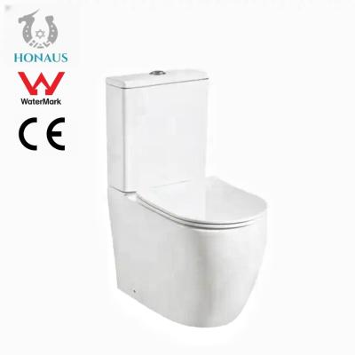 China Siphon Scratch Resistant Glaze Two Piece Toilet Bowl Easy Clean AU Watermark CE for sale