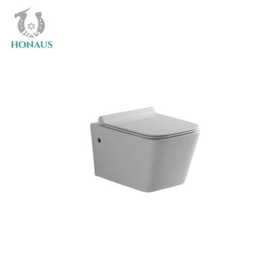China High End European Ceramic Wall Hung Toilet With Rimless Square Shape Water Closets for sale