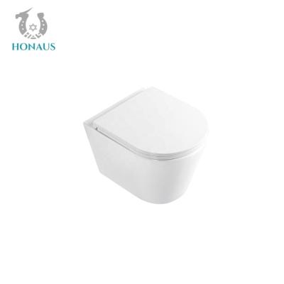 China Modern Rimless Wall Mounted Toilet Bowl Western Bathroom Commode Customized for sale
