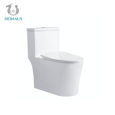 China Modern Siphonic Close Coupled Bathroom Toilet Bowl Inodorous Single Piece Commode for sale