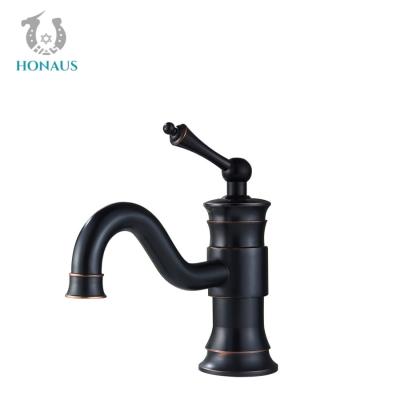China Watermark Single Handle Black Wash Basin Faucet Splash Proof Antique Style for sale