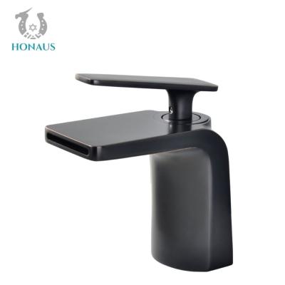 China ISO Antique Black Hot And Cold Wash Basin Taps Waterfall Basin Faucet Set for sale
