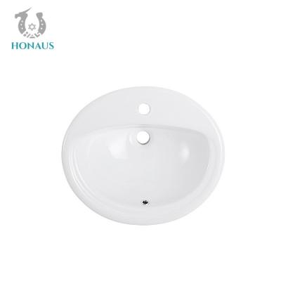 China ISO Hotel Oval Semi Inset Basin Undermount Wash Basin Streamlined Surfaces for sale
