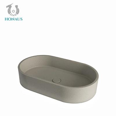 China Solid Grey Concrete Countertop Basin Above Counter Vessel Sink Customizable for sale