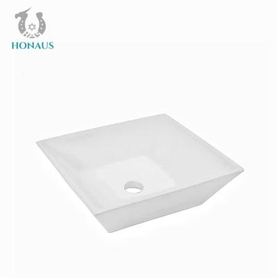 China Glossy White Above Counter Sink Bowl Square Table Top Basin 400*400*100mm for sale