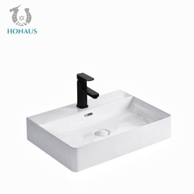 China 600*370*140mm Rectangular Countertop Sink Semi Recessed Countertop Basin for sale