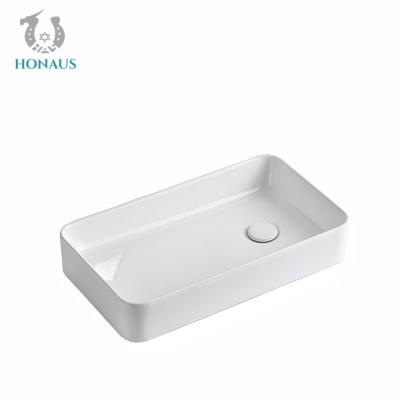 China Balcony Bathroom Countertop Basin Square Sink Side Drainage 610*350*590mm for sale