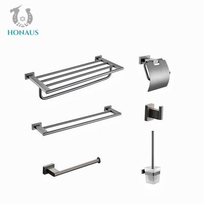 China 6 Pieces Set 304SS Wall Mounted Bathroom Fittings Modern Design Style for sale