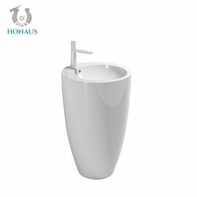 China Hotel Sturdy Round Full Pedestal Wash Basin Free Standing 500*500*830mm for sale