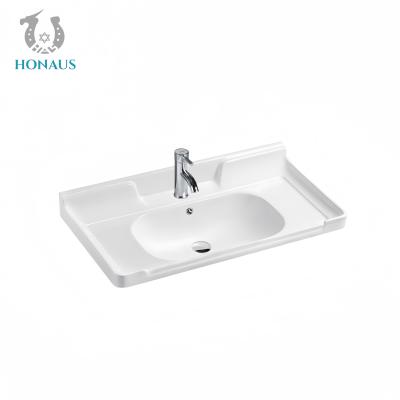 China Flat Design Bathroom Inset Basin Elegant Square Integrally Formed Ceramic White for sale