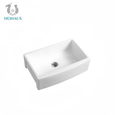 Chine Salle de bains anti rayures bassin d'entrée cuisine double évier simple en céramique blanc multi-fonction à vendre