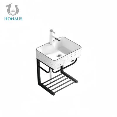 China Small Size Bathroom Wall Hung Bain Reinforced Shelf Strong Ceramic Square Modern for sale