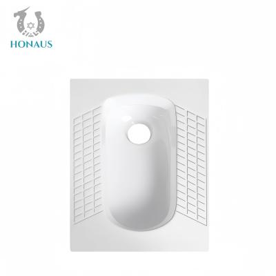 China 8 Inches Drainage Squatting Pan Toilet White Ceramic Front Back Flush for sale