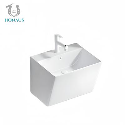 China Trapezoid Bathroom Wall Hung Bain Ceramic White Thin Edge Single Hole 20L Capacity for sale