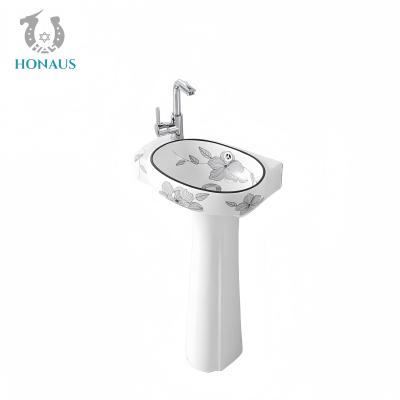 China Chinese Style Bathroom Full Pedestal Wash Basin With Mirror Best Ceramic Two Piece for sale