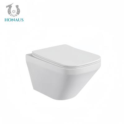 China Luxury Bathroom Wall Hung Toilet Bowl Dual Flush 505*305*360mm Nano Glaze for sale