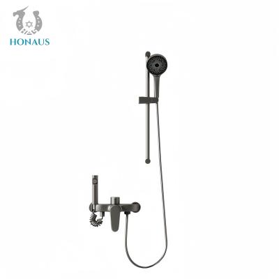 China Luxury Modern Exposed Valve Showers Brass Body Electroplated Surface Three Outlets for sale