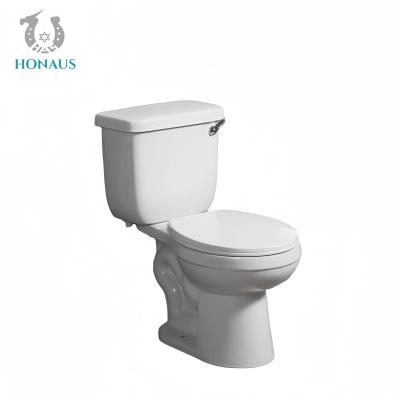 China Classic Two Piece Toilet Bowl Round High Temp Burned Ceramic Single Flush 750*400*720 for sale