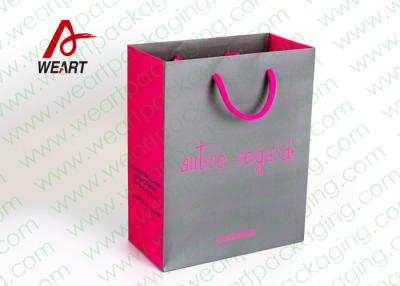 China Grey & Pink Coloured Paper Gift Bags For Weddings 210gsm Material for sale