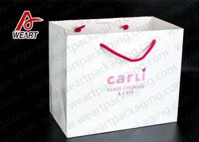 China White Card Paper Custom Printed Grocery Bags , Personalized Paper Wine Bottle Gift Bags for sale