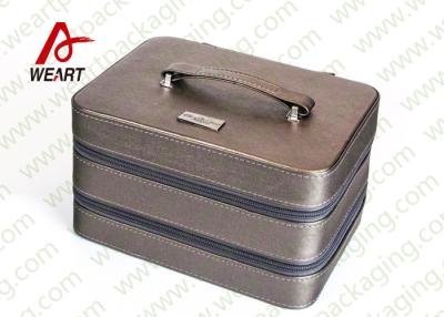 China Silver / Grey Surface Personalised Makeup Box Cosmetic Storage Case OEM for sale