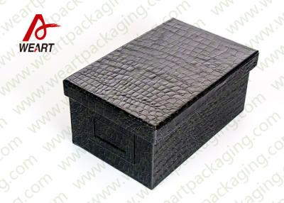 China Black Leather Coated  Branded Products Cardboard Gift Boxes With Lids OEM for sale